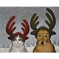 【ロウエル･ヘレロ】猫のクリスマスカード・ボックス　トナカイのカチューシャ